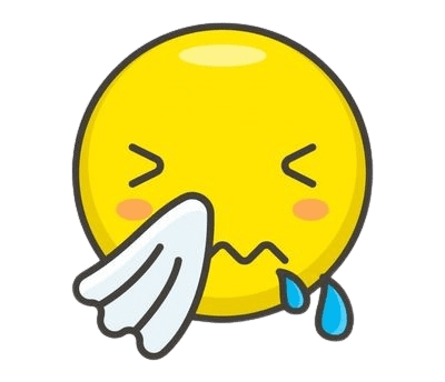 Sick emoji sneezing into tissue