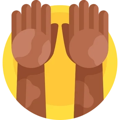 Raised dark-skinned hands celebrating icon