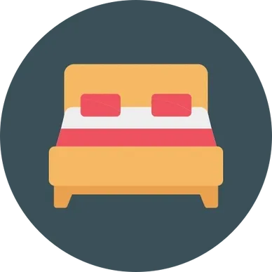 Double bed icon on dark circular background