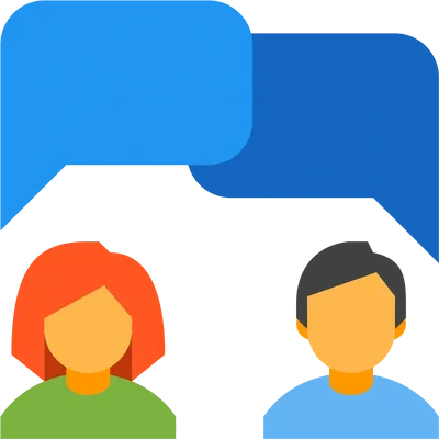 Two people having conversation with speech bubbles