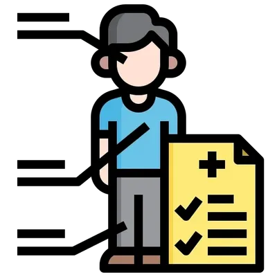Patient beside medical checklist icon